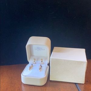 Genuine 14K gold sapphire earrings w 2 jackets